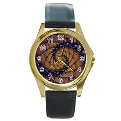 An Emperor Scorpion s 1001 Fractal Spiral Stingers Round Gold Metal Watch by jayaprime