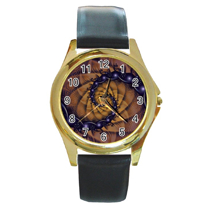 An Emperor Scorpion s 1001 Fractal Spiral Stingers Round Gold Metal Watch