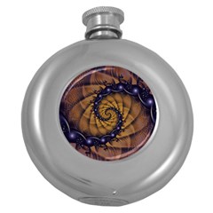 An Emperor Scorpion s 1001 Fractal Spiral Stingers Round Hip Flask (5 Oz) by jayaprime