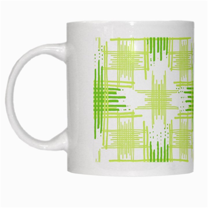 Intersecting Lines Pattern White Mugs