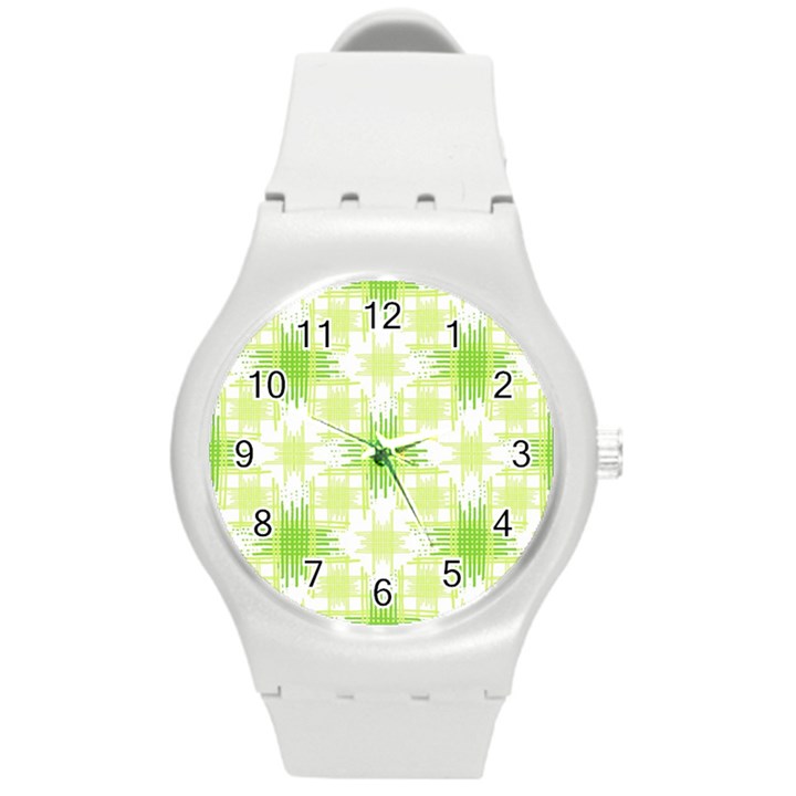 Intersecting Lines Pattern Round Plastic Sport Watch (M)