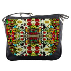 Chicken Monkeys Smile In The Floral Nature Looking Hot Messenger Bags by pepitasart