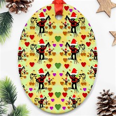 Santa With Friends And Season Love Ornament (oval) by pepitasart