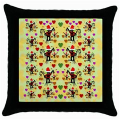 Santa With Friends And Season Love Throw Pillow Case (black) by pepitasart