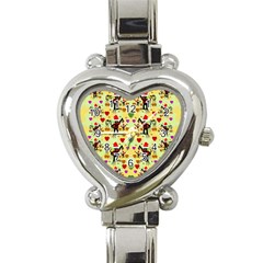 Santa With Friends And Season Love Heart Italian Charm Watch by pepitasart