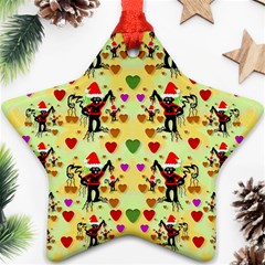 Santa With Friends And Season Love Star Ornament (two Sides) by pepitasart