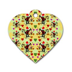 Santa With Friends And Season Love Dog Tag Heart (one Side) by pepitasart