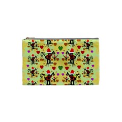 Santa With Friends And Season Love Cosmetic Bag (small)  by pepitasart