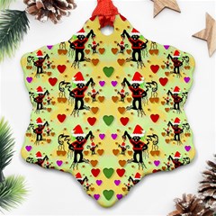 Santa With Friends And Season Love Ornament (snowflake) by pepitasart