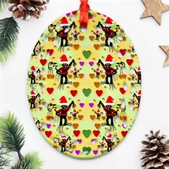 Santa With Friends And Season Love Oval Filigree Ornament (two Sides) by pepitasart