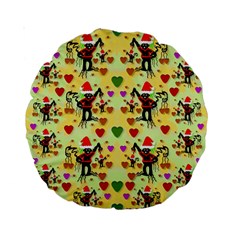 Santa With Friends And Season Love Standard 15  Premium Round Cushions by pepitasart