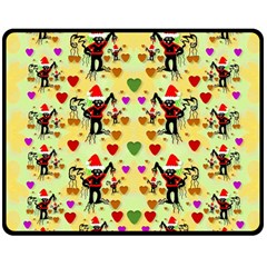 Santa With Friends And Season Love Double Sided Fleece Blanket (medium)  by pepitasart