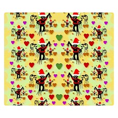 Santa With Friends And Season Love Double Sided Flano Blanket (small)  by pepitasart