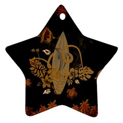 Hawaiian, Tropical Design With Surfboard Star Ornament (two Sides) by FantasyWorld7