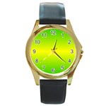 Pattern Round Gold Metal Watch Front