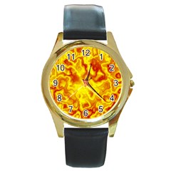 Pattern Round Gold Metal Watch by gasi