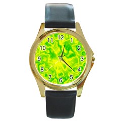 Pattern Round Gold Metal Watch by gasi