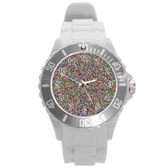 Pattern Round Plastic Sport Watch (l) by gasi