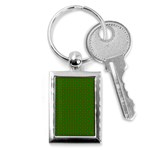 Red Stars On Christmas Green Background Key Chains (Rectangle)  Front