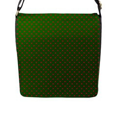 Red Stars On Christmas Green Background Flap Messenger Bag (l) 