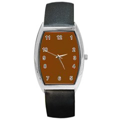 Classic Christmas Red And Green Houndstooth Check Pattern Barrel Style Metal Watch by PodArtist