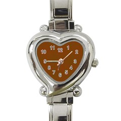 Classic Christmas Red And Green Houndstooth Check Pattern Heart Italian Charm Watch by PodArtist