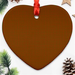 Classic Christmas Red And Green Houndstooth Check Pattern Heart Ornament (two Sides) by PodArtist