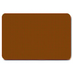 Classic Christmas Red And Green Houndstooth Check Pattern Large Doormat  by PodArtist