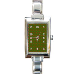 Large Red Christmas Hearts On Green Rectangle Italian Charm Watch by PodArtist