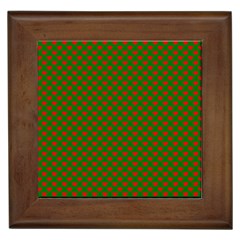 Large Red Christmas Hearts On Green Framed Tiles by PodArtist