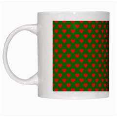 Large Red Christmas Hearts On Green White Mugs by PodArtist