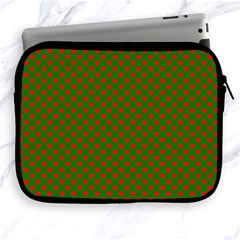 Large Red Christmas Hearts On Green Apple Ipad 2/3/4 Zipper Cases by PodArtist