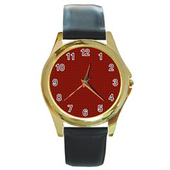 Royal Stuart Tartan Round Gold Metal Watch by PodArtist