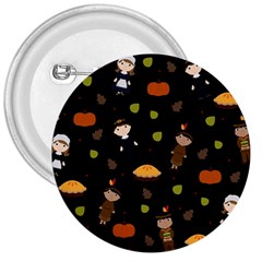 Pilgrims And Indians Pattern - Thanksgiving 3  Buttons by Valentinaart