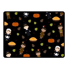 Pilgrims And Indians Pattern - Thanksgiving Fleece Blanket (small) by Valentinaart