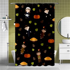 Pilgrims And Indians Pattern - Thanksgiving Shower Curtain 48  X 72  (small)  by Valentinaart