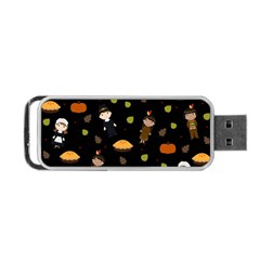 Pilgrims And Indians Pattern - Thanksgiving Portable Usb Flash (one Side) by Valentinaart