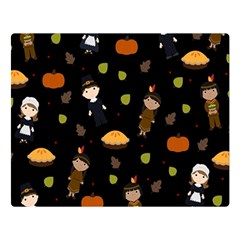 Pilgrims And Indians Pattern - Thanksgiving Double Sided Flano Blanket (large)  by Valentinaart