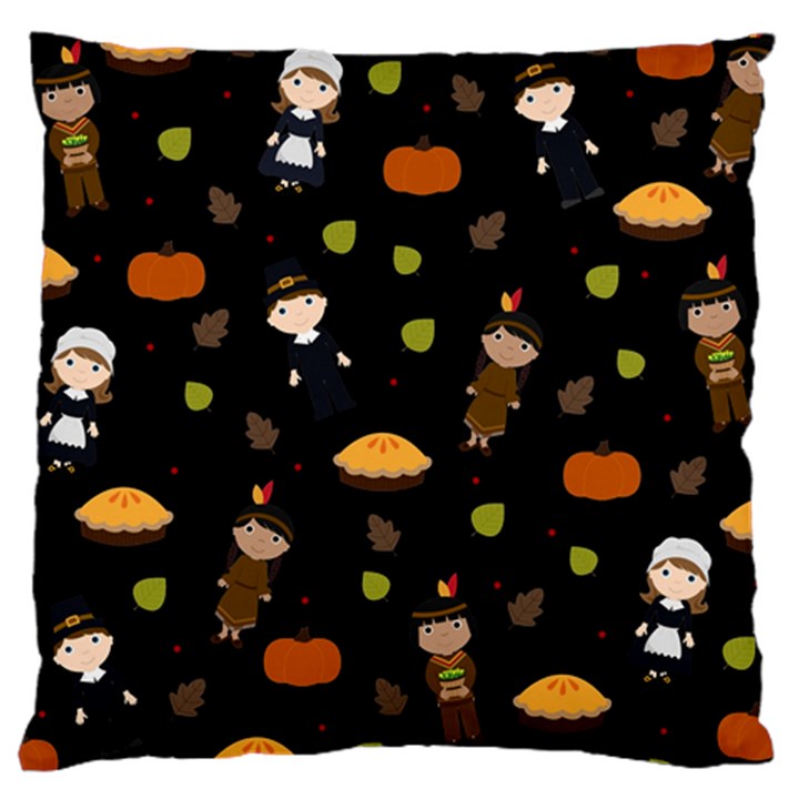 Pilgrims and Indians pattern - Thanksgiving Large Cushion Case (Two Sides)