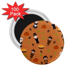 Pilgrims And Indians Pattern - Thanksgiving 2 25  Magnets (100 Pack)  by Valentinaart