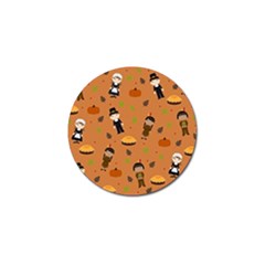 Pilgrims And Indians Pattern - Thanksgiving Golf Ball Marker (4 Pack) by Valentinaart