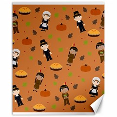 Pilgrims And Indians Pattern - Thanksgiving Canvas 16  X 20   by Valentinaart