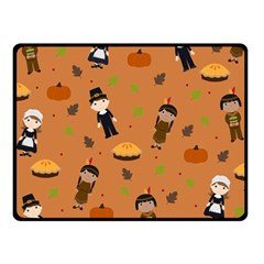 Pilgrims And Indians Pattern - Thanksgiving Fleece Blanket (small) by Valentinaart