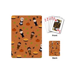 Pilgrims And Indians Pattern - Thanksgiving Playing Cards (mini)  by Valentinaart