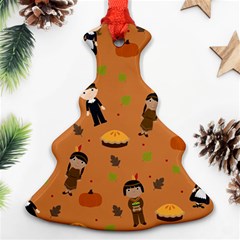 Pilgrims And Indians Pattern - Thanksgiving Christmas Tree Ornament (two Sides) by Valentinaart