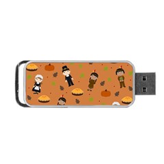 Pilgrims And Indians Pattern - Thanksgiving Portable Usb Flash (one Side) by Valentinaart