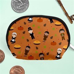 Pilgrims And Indians Pattern - Thanksgiving Accessory Pouches (medium)  by Valentinaart