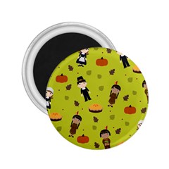 Pilgrims And Indians Pattern - Thanksgiving 2 25  Magnets by Valentinaart