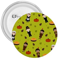 Pilgrims And Indians Pattern - Thanksgiving 3  Buttons by Valentinaart