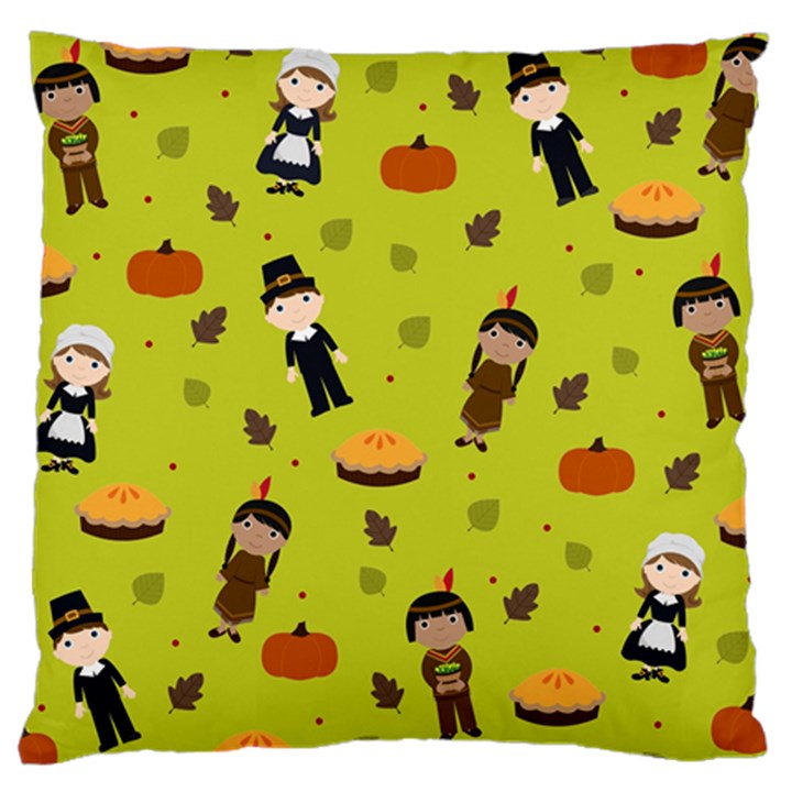 Pilgrims and Indians pattern - Thanksgiving Large Cushion Case (Two Sides)